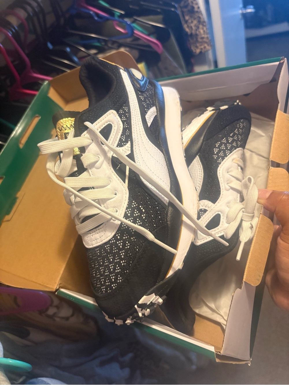 Puma Black and White Lace-Up Athletic Sneakers